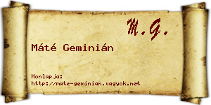 Máté Geminián névjegykártya